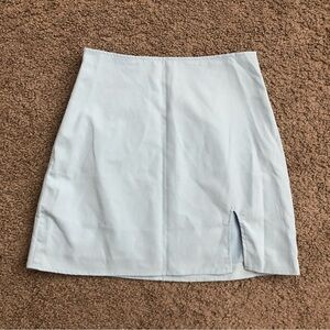 Shein Baby Blue High Waist A-Line Slit Hem Mini Skirt